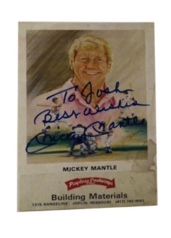 Mickey Mantle Signed 4x6 Postcard Unframed and inscribed: To Josh Best Wishes 